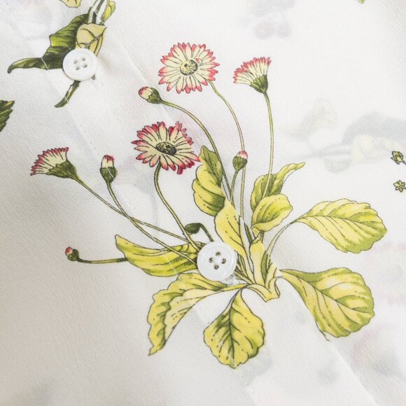 Equipment 100% Silk Blouse White Floral Botanical Print Long Sleeve Small - Picture 6 of 13